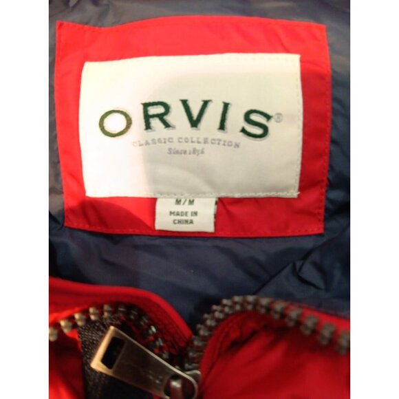 Vintage Orvis Men’s Puffer Vest Size Med Red Full Zip Duck Down - Picture 2 of 6